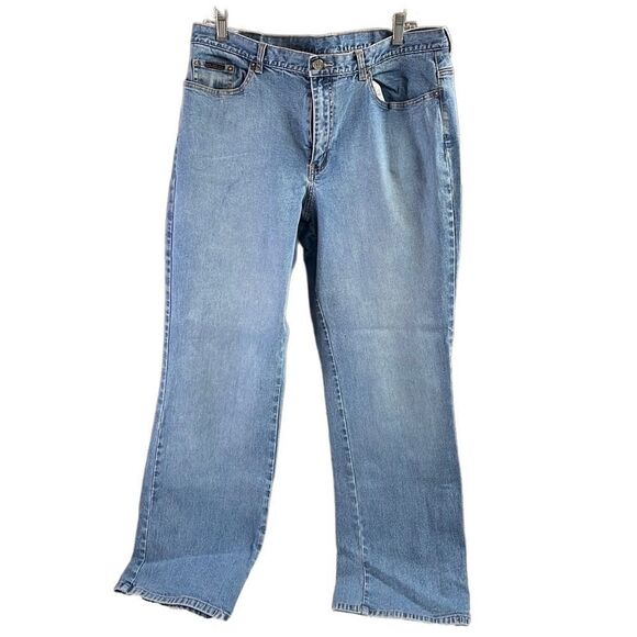 Vintage NEW YORK JEANS Ladies Light Wash Button Zip Denim Jeans Size 16 Bootcut - Picture 1 of 10
